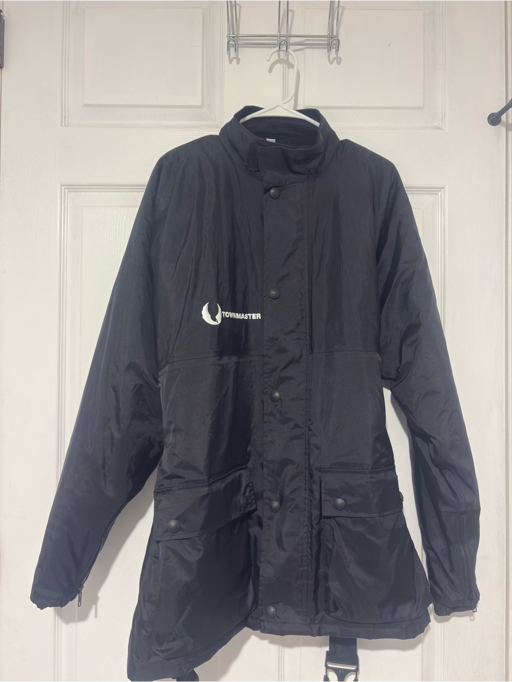 Belstaff Black Men's Raincoat with High Collar and Front Flap Pockets
